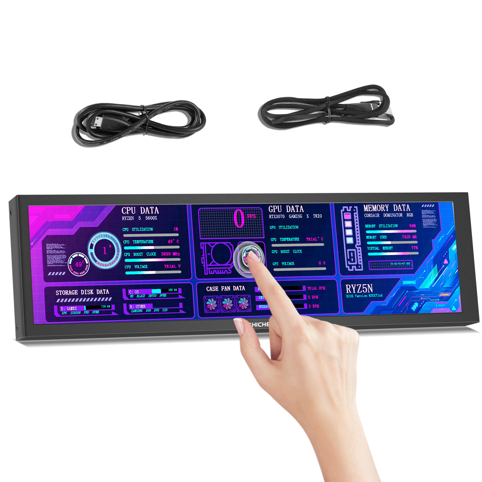Gaming Monitor Curved - 8.8인치 섀시 보조 화면 1920*480 길쭉한