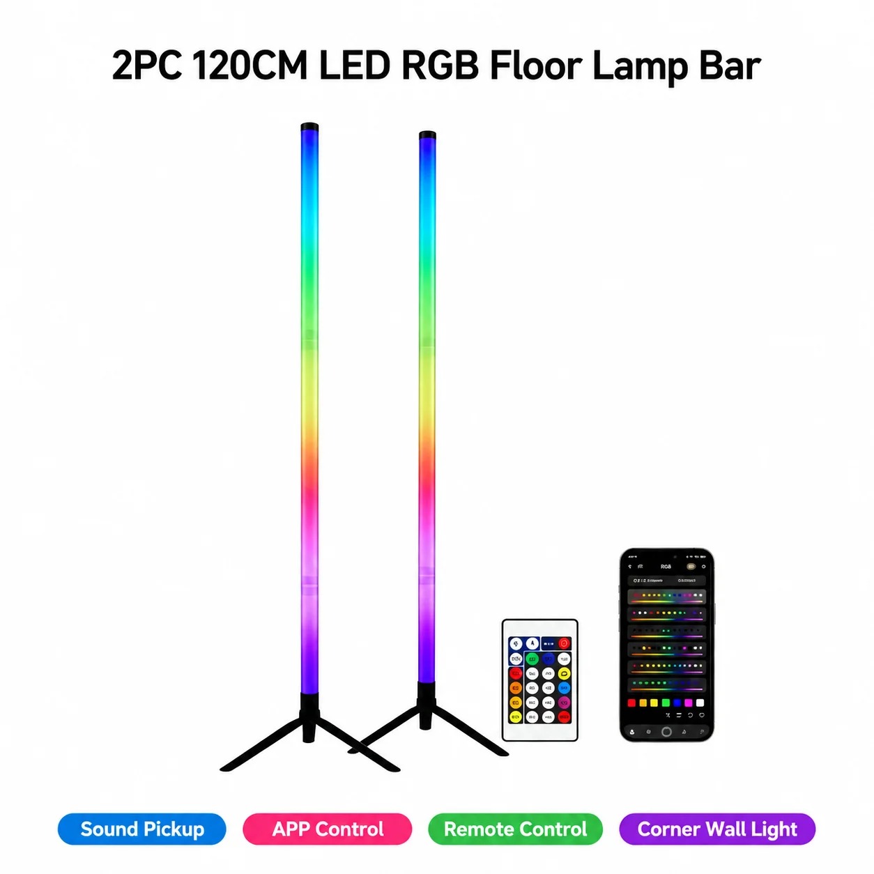 120CM RGB 코너 플로어 램프, 게임룸용 사운드  - Esports Gaming Setup 리뷰 및 가격