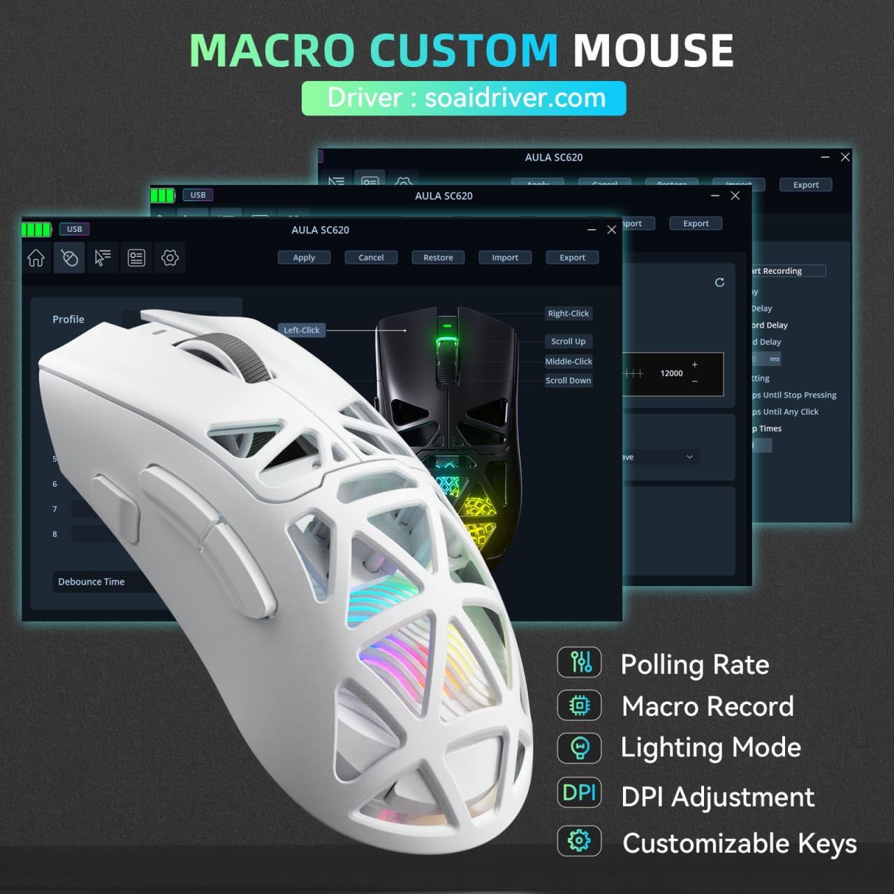 AULA SC620 무선 마우스 유선/블루투스/2.4G - Esports Gaming Mouse Weight Adjustable 리뷰 및 가격